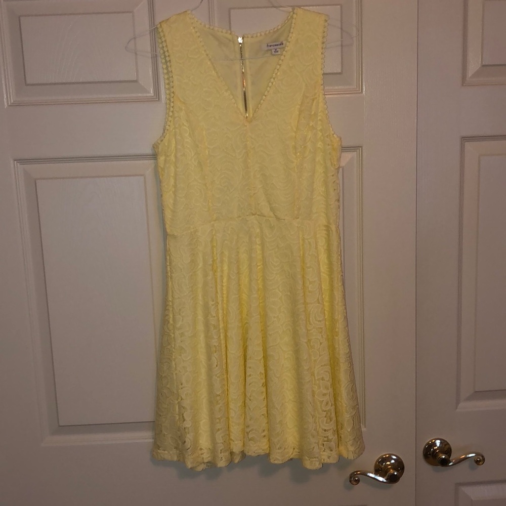 NWOT Francesca’s Lace Dress, Yellow - Size medium
